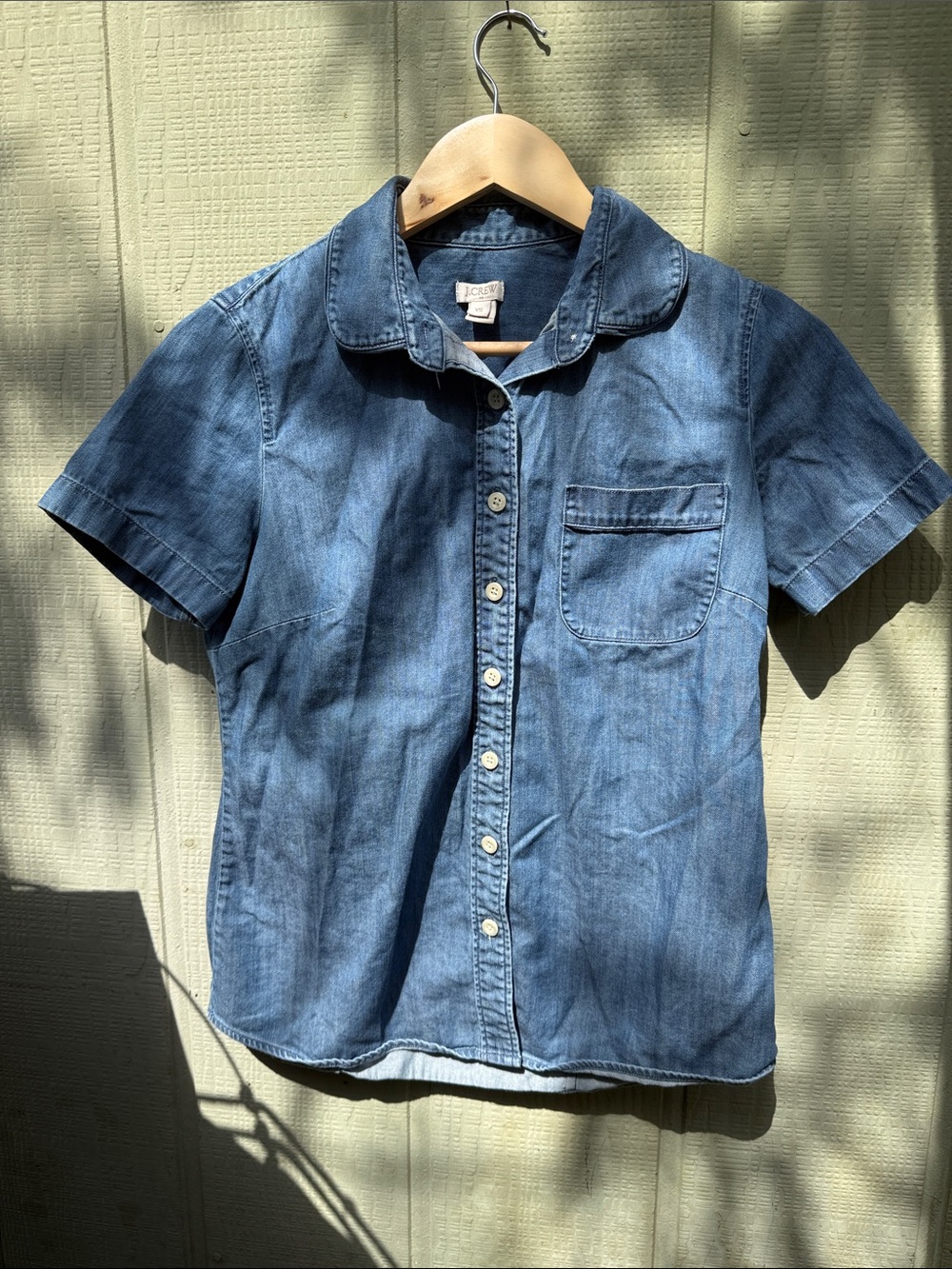 J. Crew Denim Button-Down Shirt in Medium Blue